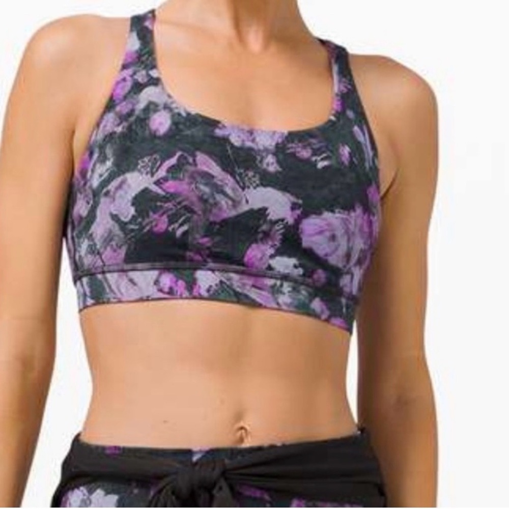 Lululemon Energy Bra *Medium Support Floral Shift Multi Size 6 Purple Athletic